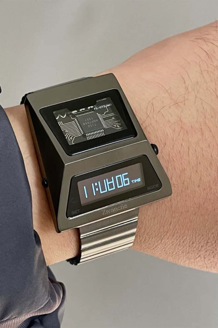 Cyber Watch | Metallic Grey Digital Watch - (40342605)