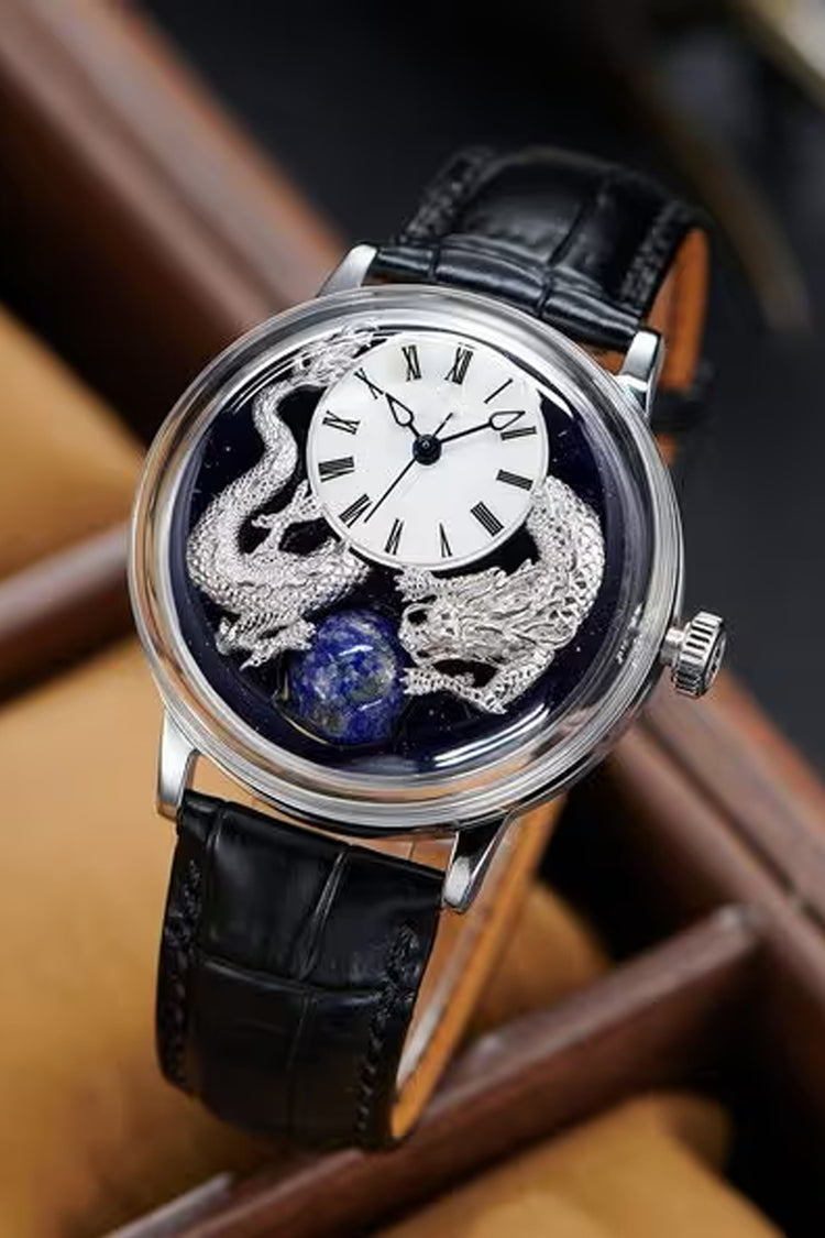 Celestial Guardian | Black Silver Quartz Watch