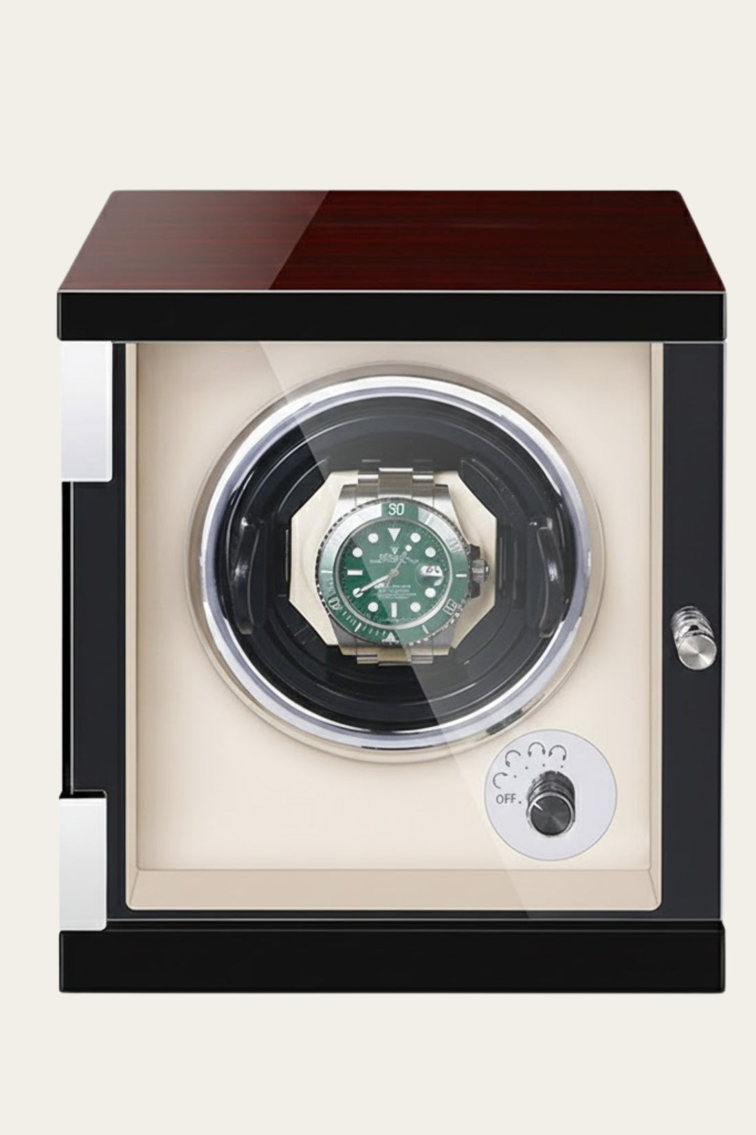 Dual Tone Control Single Watch Winder with Adjustable Modes & Wood-Gloss Finish