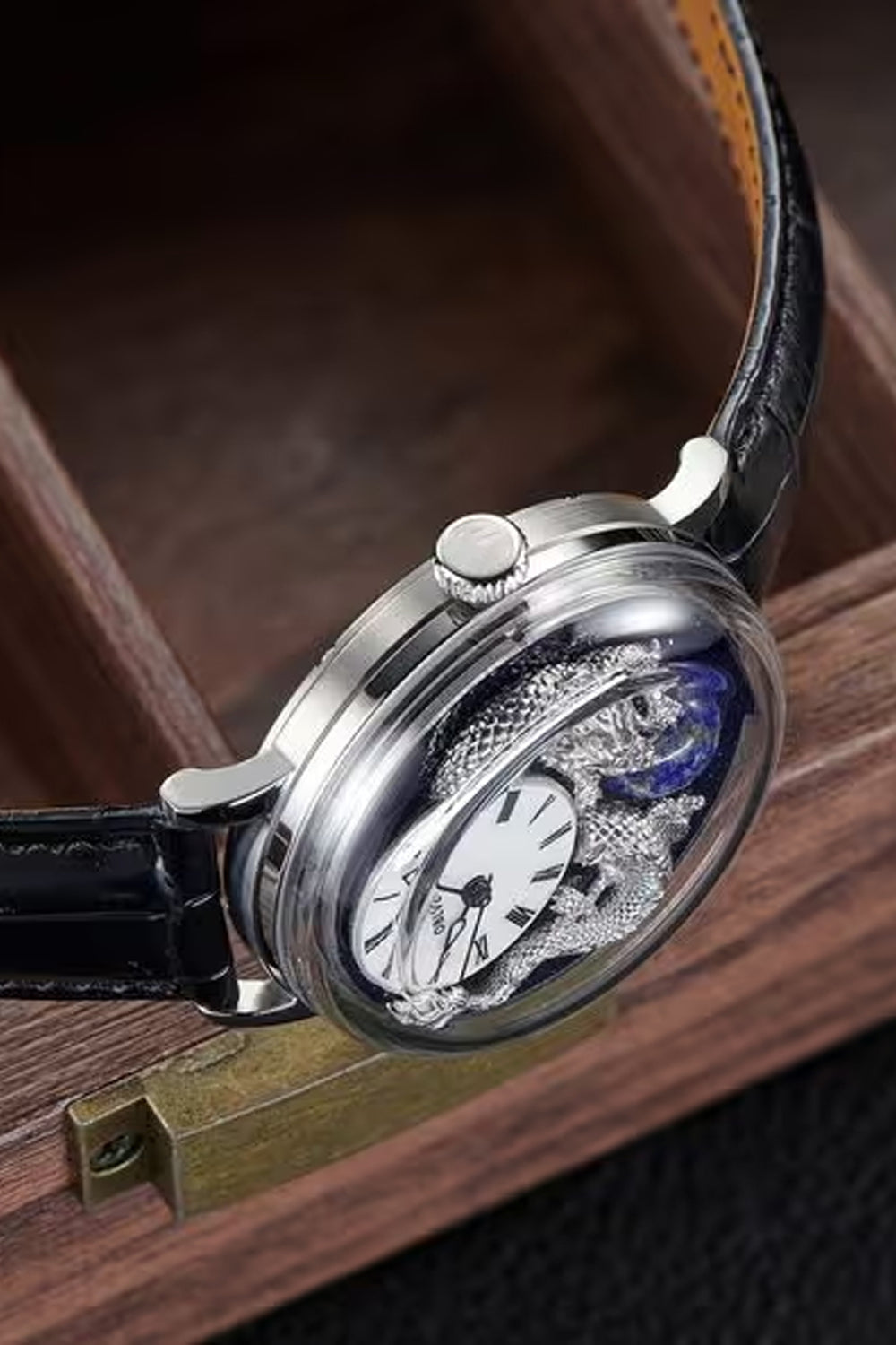 Celestial Guardian | Black Silver Quartz Watch