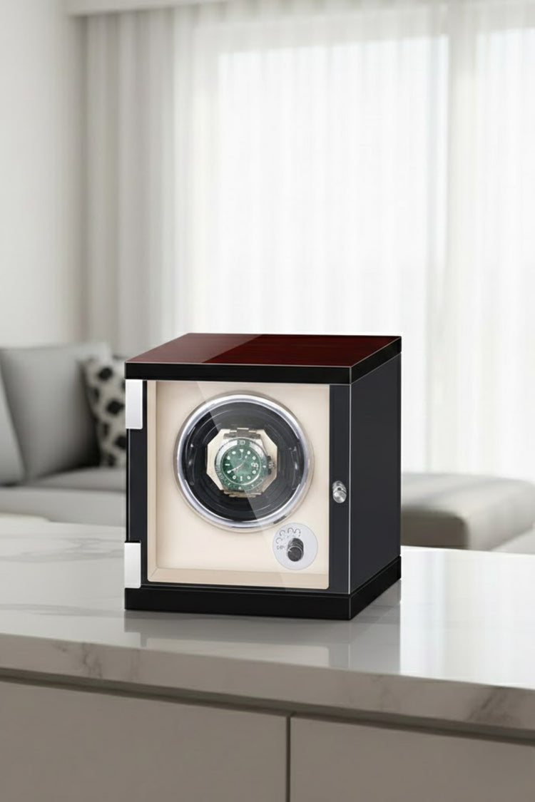 Dual Tone Control Single Watch Winder with Adjustable Modes & Wood-Gloss Finish