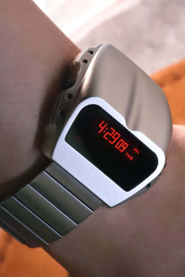 Luxe Rock | Silver Red Digital Watch
