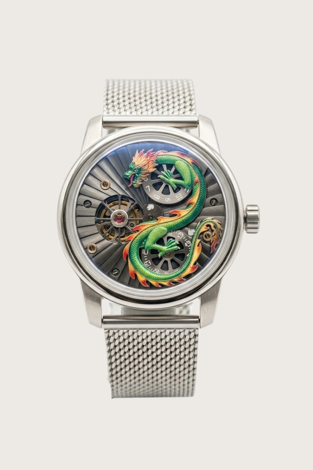 Zivanche Imperial Dragon Mesh Strap Watch