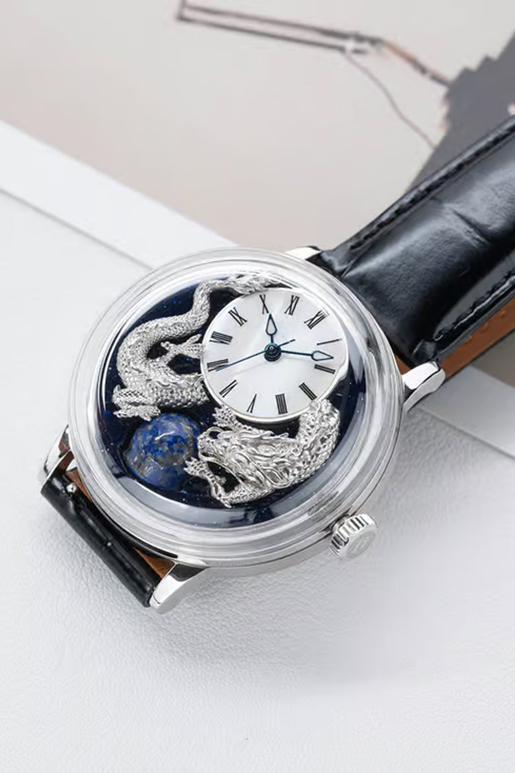 Celestial Guardian | Black Silver Quartz Watch
