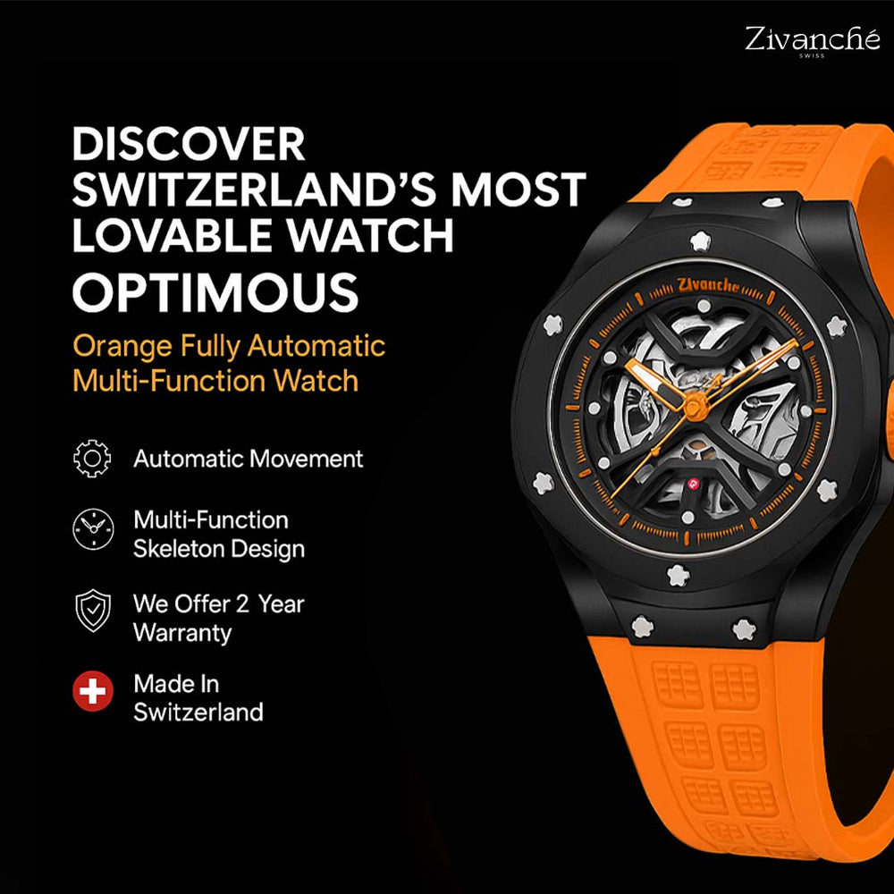Optimous | Orange Fully Automatic Multi-function Watch - (39936958)