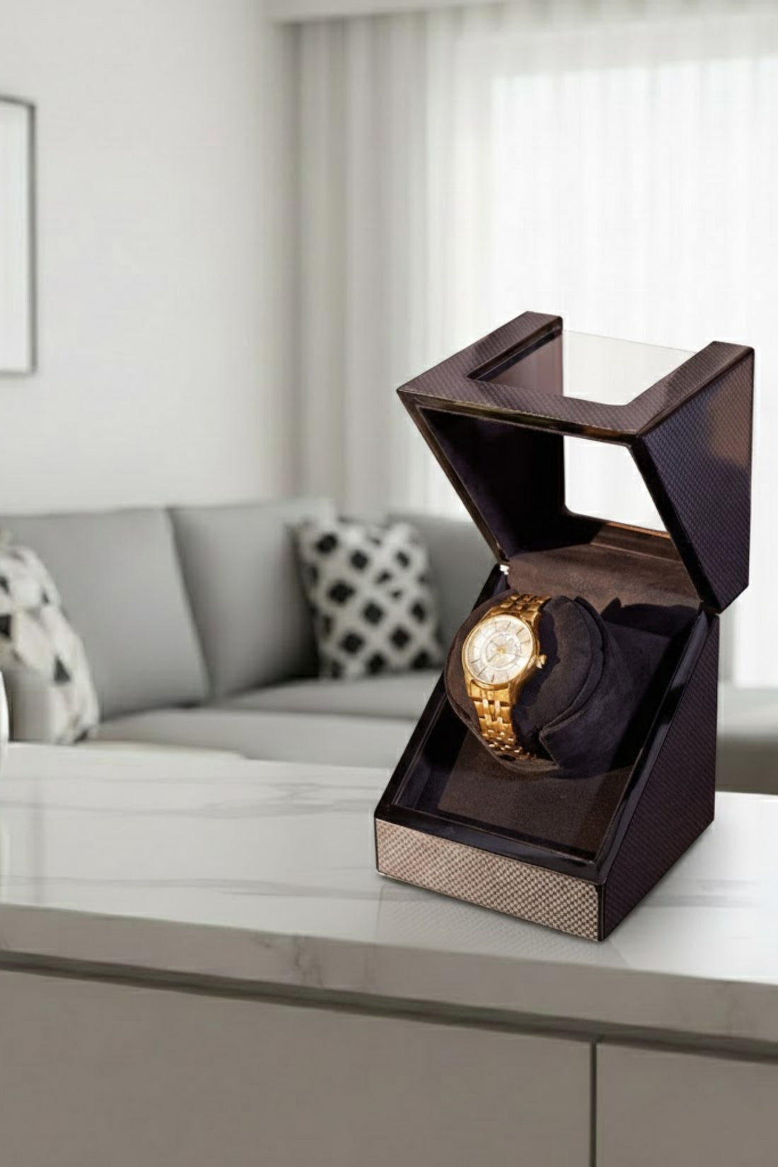 Carbon Eclipse | Single Watch Winder with Transparent Display