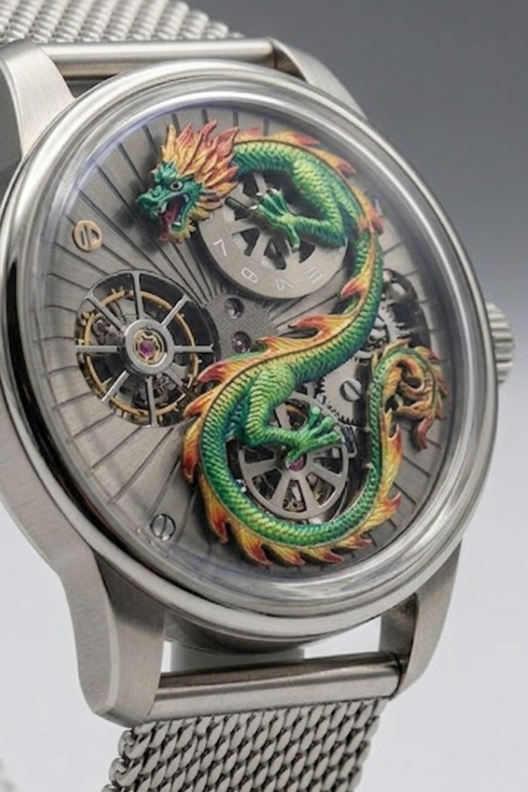 Zivanche Imperial Dragon Mesh Strap Watch