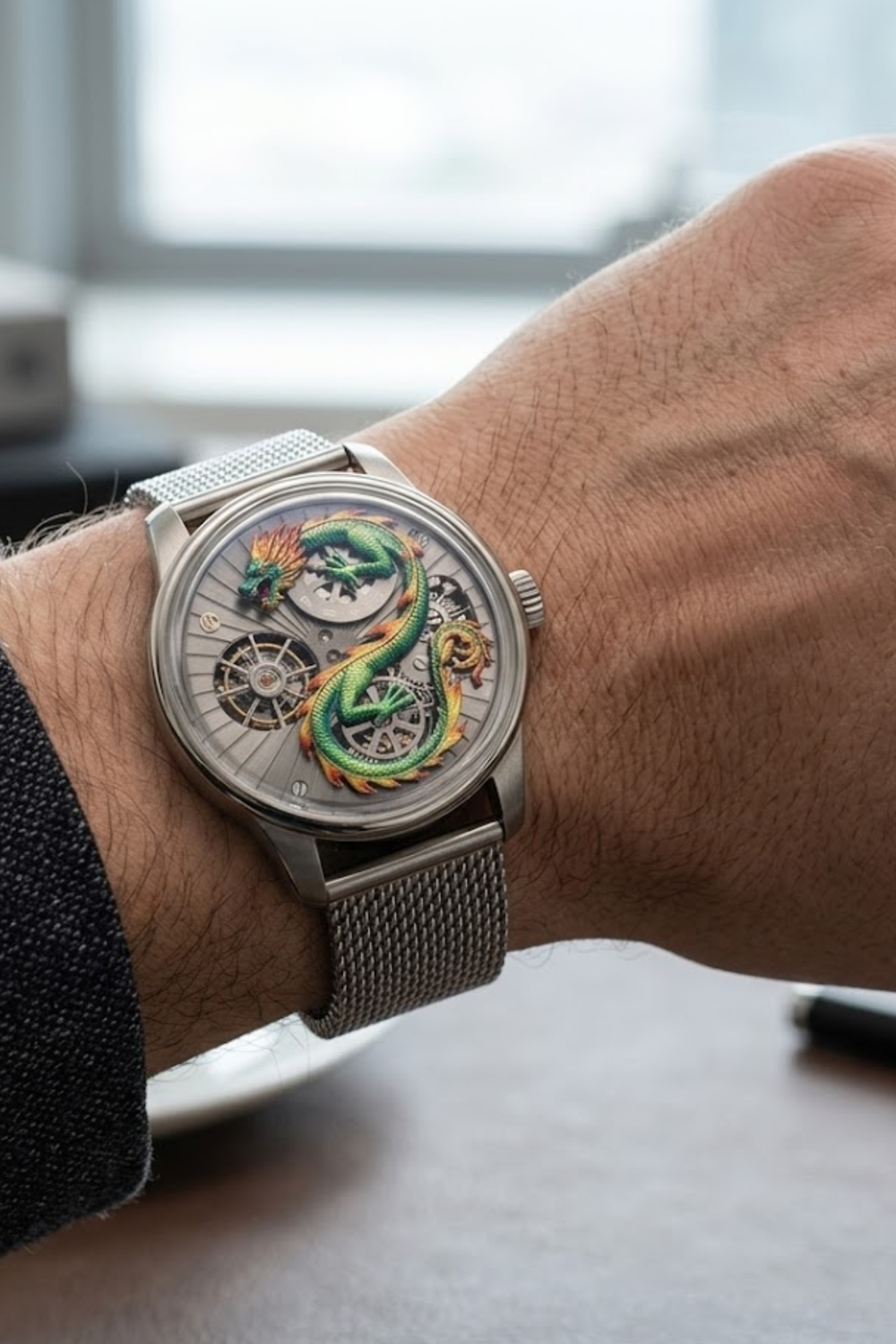 Zivanche Imperial Dragon Mesh Strap Watch