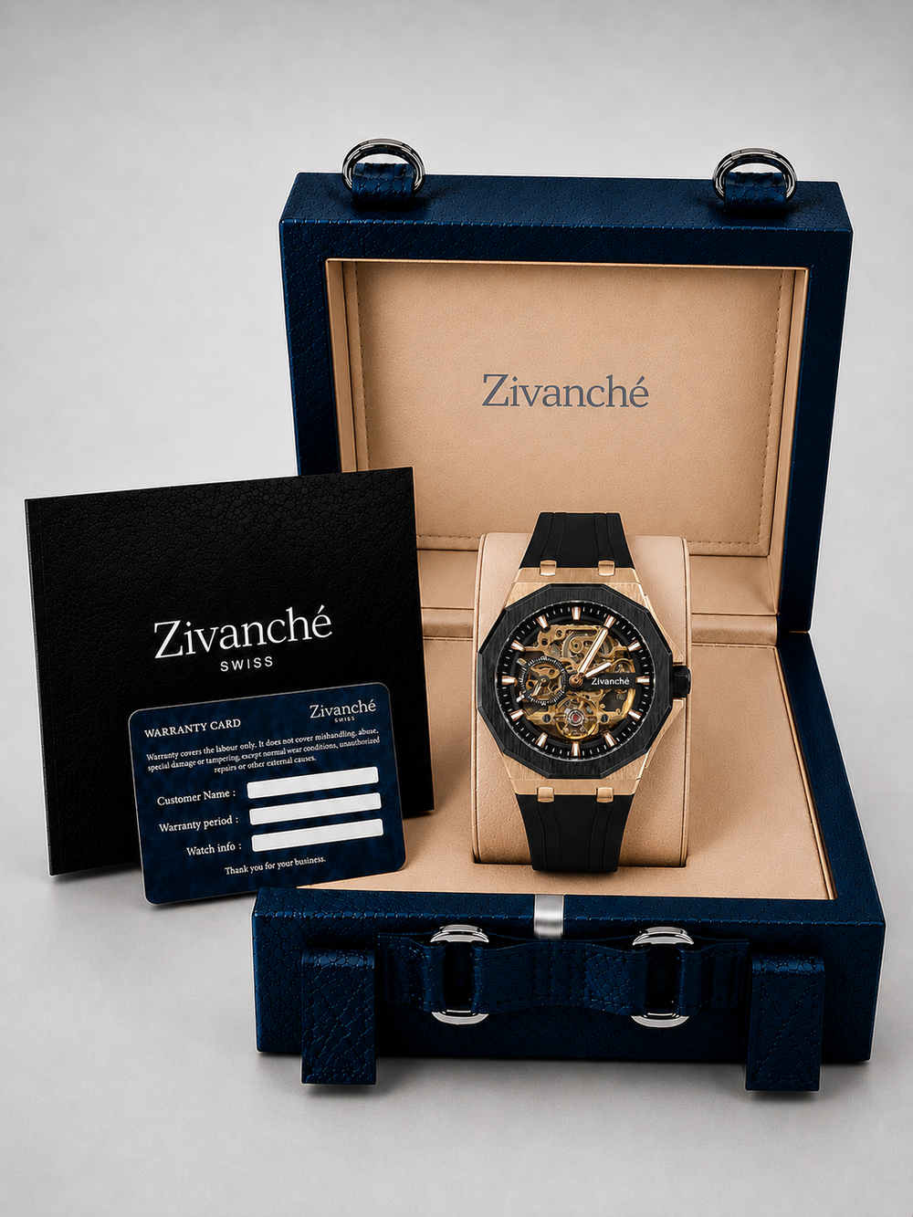 Aurum Apex Black Rose Gold Automatic Watch (45530675)
