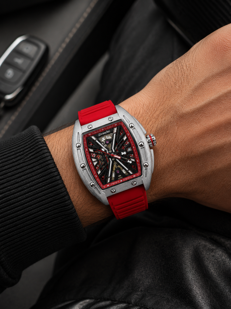 Hypervolt Silver Red Automatic Watch (44658703)