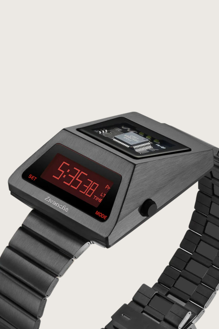 Cyber Watch | Metallic Grey Red Digital Watch (ZIVRECYMTGYDIG0065)