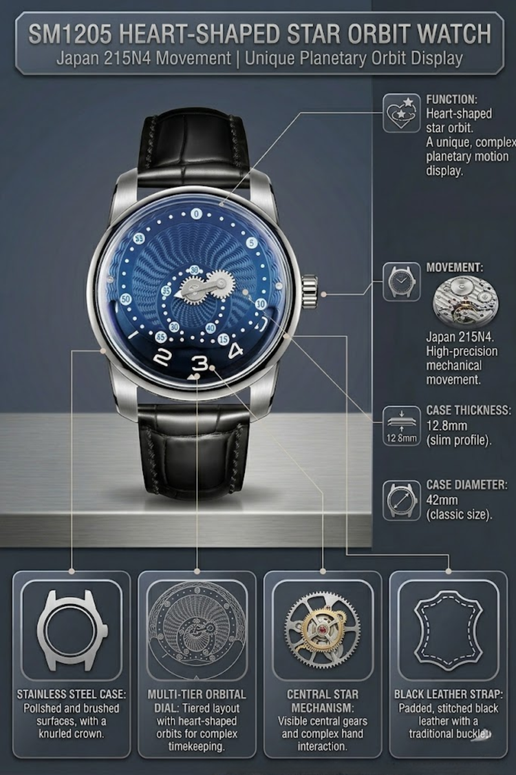 Celestial Orbit Blue Dial Timepiece Mechanical Watch