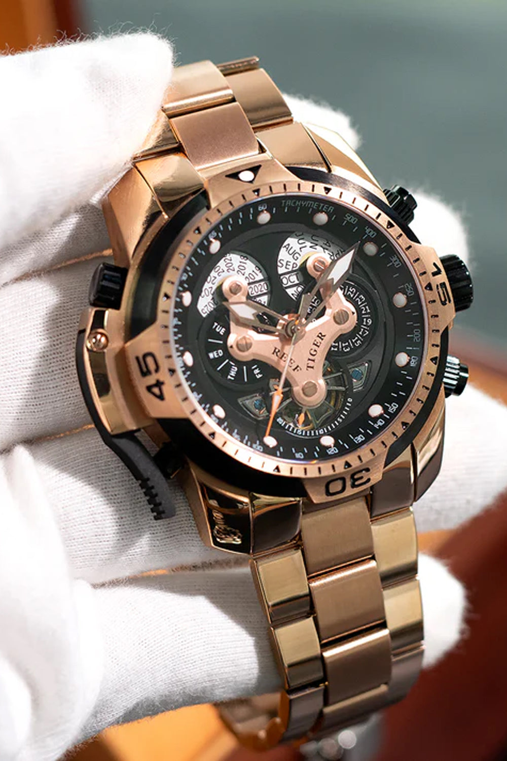 Reef Tiger | Golden Black  Mechanical Watch (44222619)