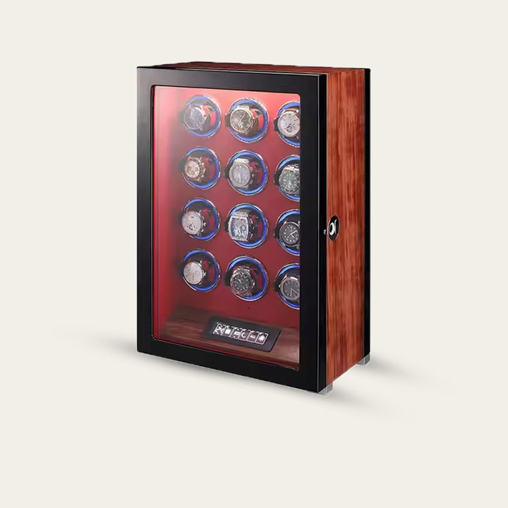 ZIVANCHE Luxury Wooden Watch Winder With LCD Touch Screen - 12 Epitopes