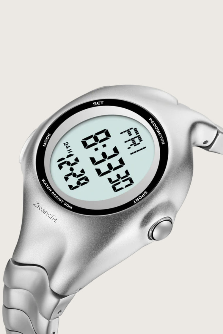 Terminator | Silver White Digital Watch