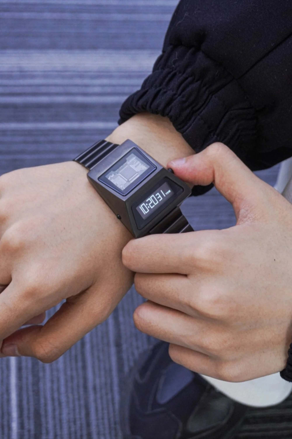 Cyber Watch | Metallic Grey Digital Watch - (40342605)