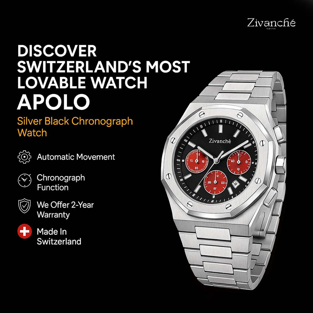 Apolo | Silver Black Chronograph Watch - (39907741)