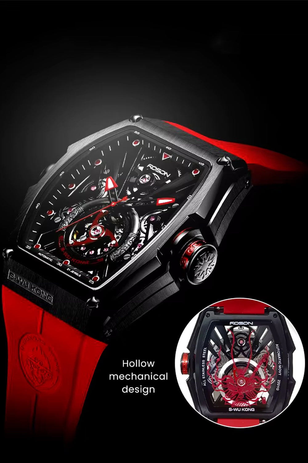 Zivanche Swiss | ROSDN Red Black Automatic Mechanical Watch