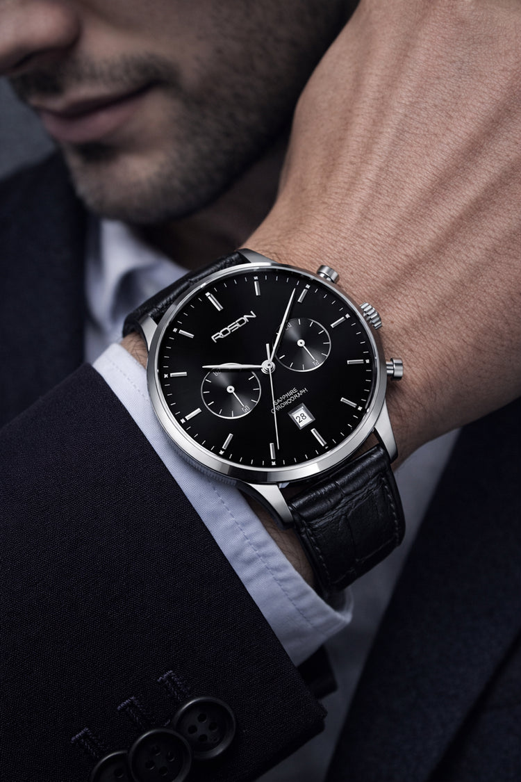 Shadow Luxe | Rosdn Black Silver Mechanical Watch