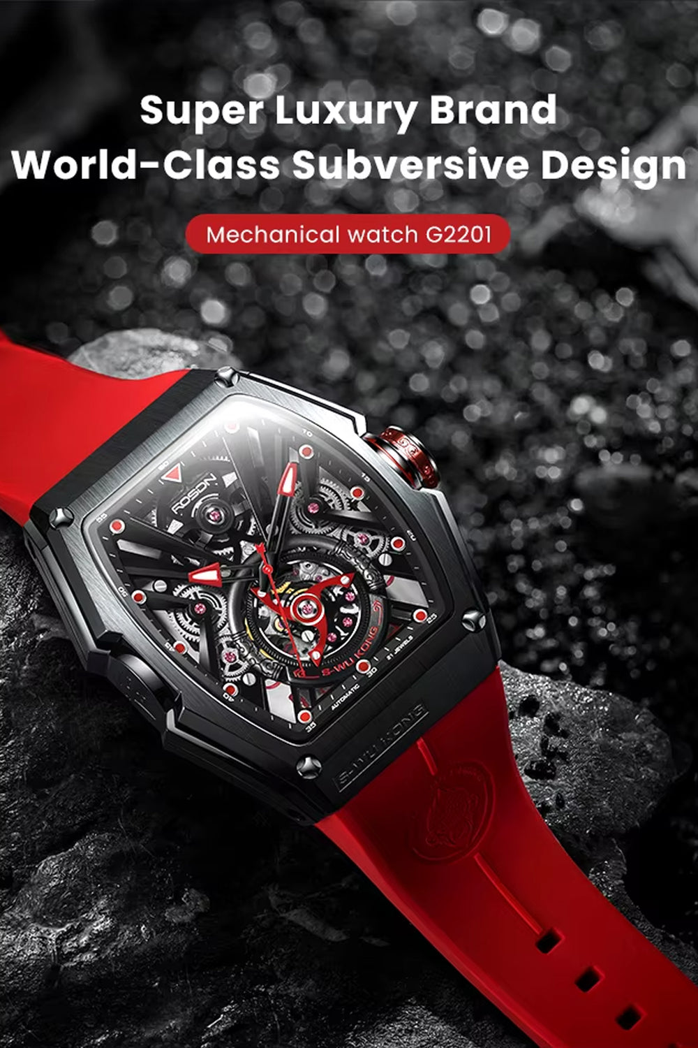 Zivanche Swiss | ROSDN Red Black Automatic Mechanical Watch