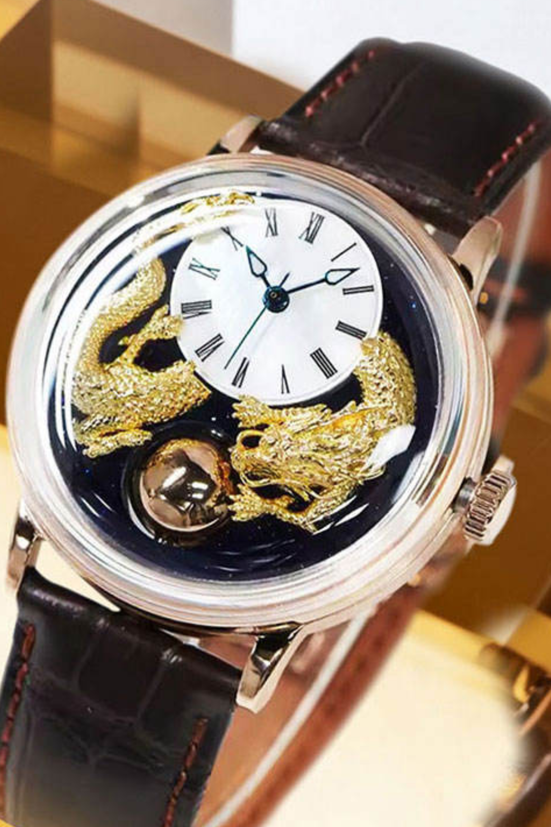 Zivanche Imperial Dragon Dome Leather Watch