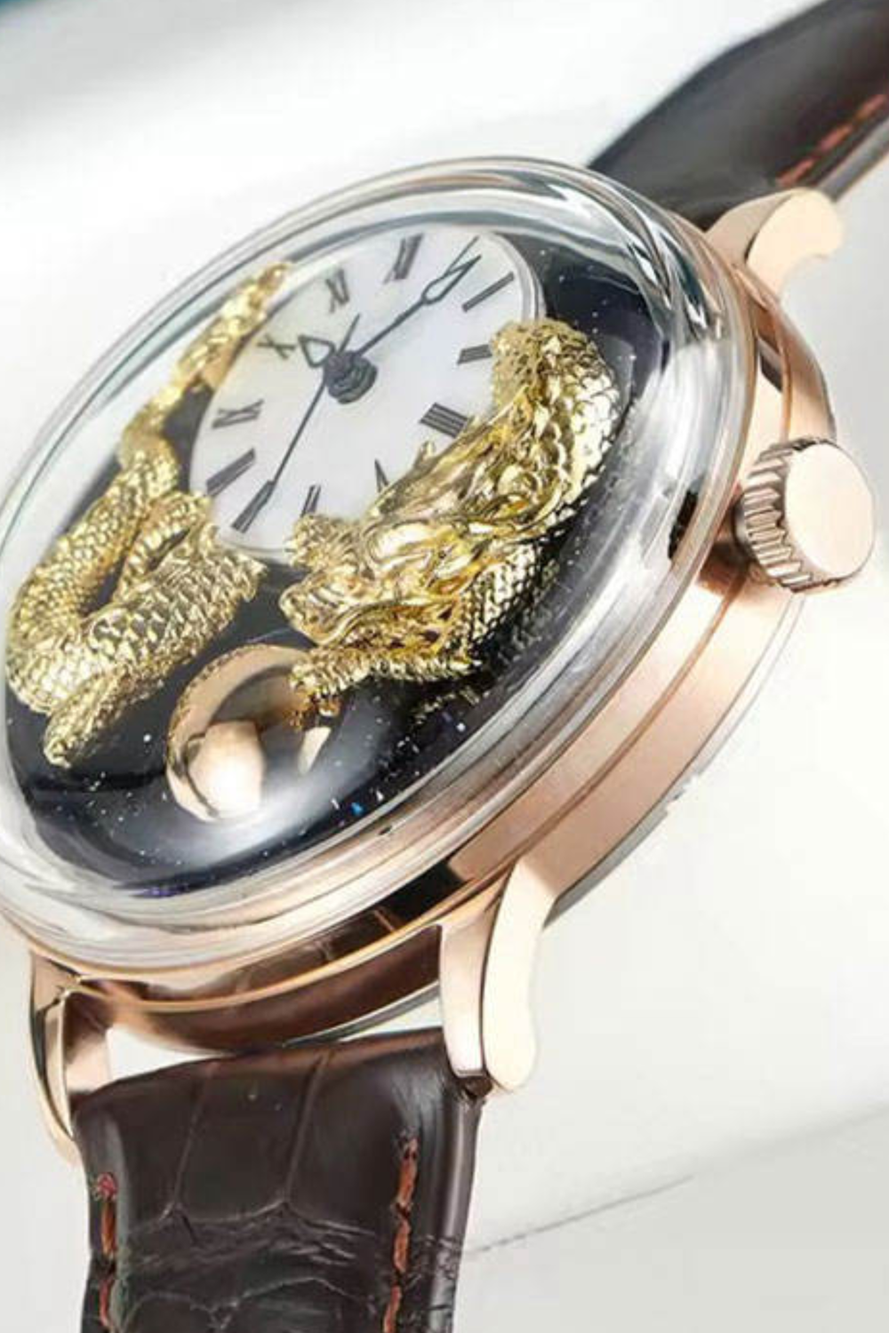 Zivanche Imperial Dragon Dome Leather Watch
