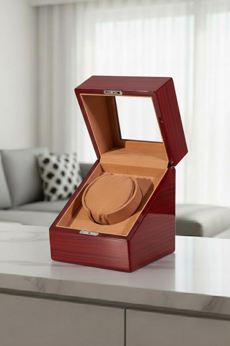 Sunset Mahogany| Single Watch Winder with Transparent Display