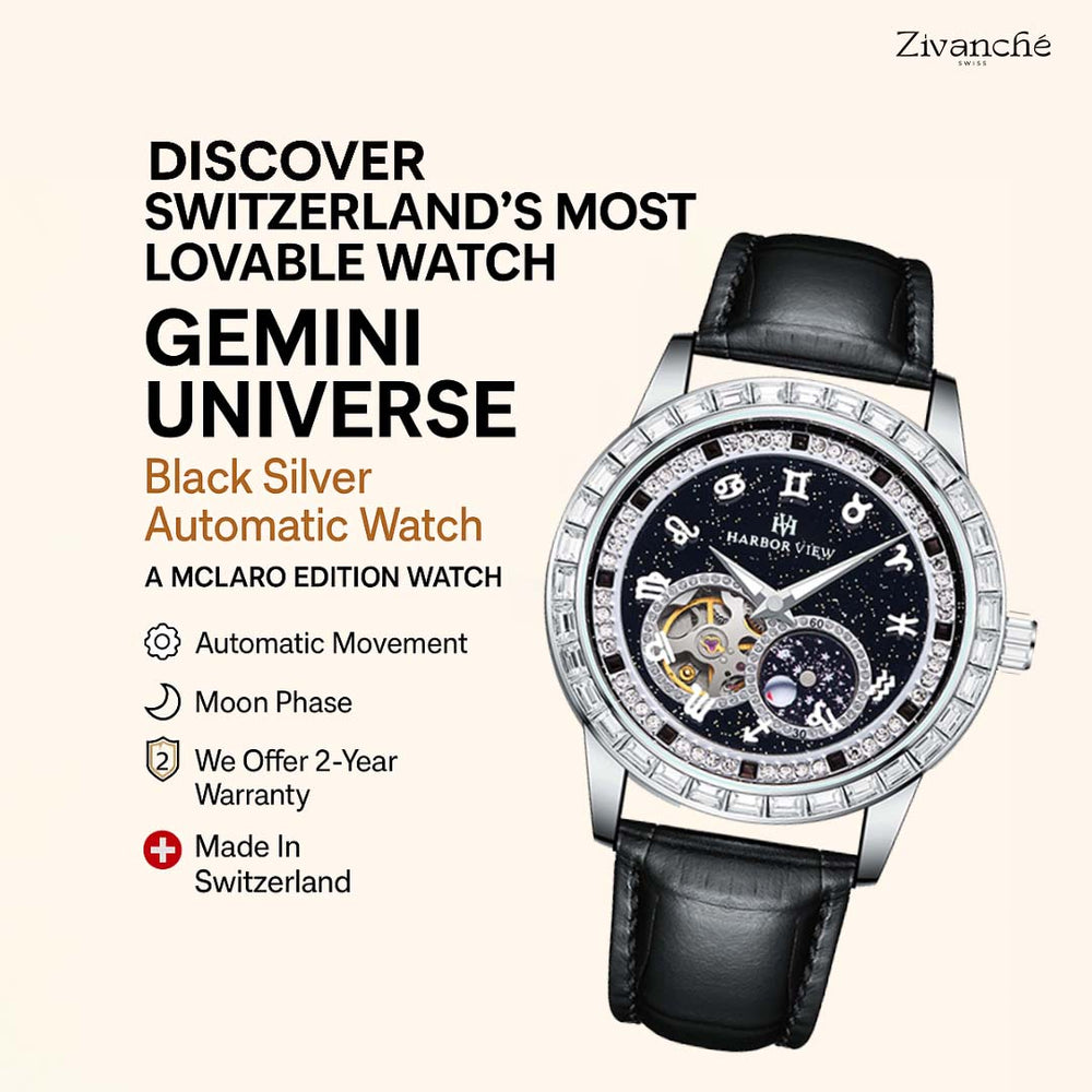 Gemini  Universe | Black Silver Automatic Watch | A Harbor View Edition Watch