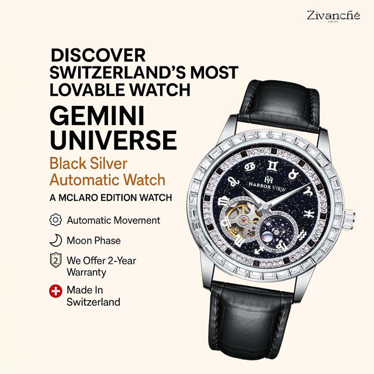 Gemini  Universe | Black Silver Automatic Watch | A Harbor View Edition Watch