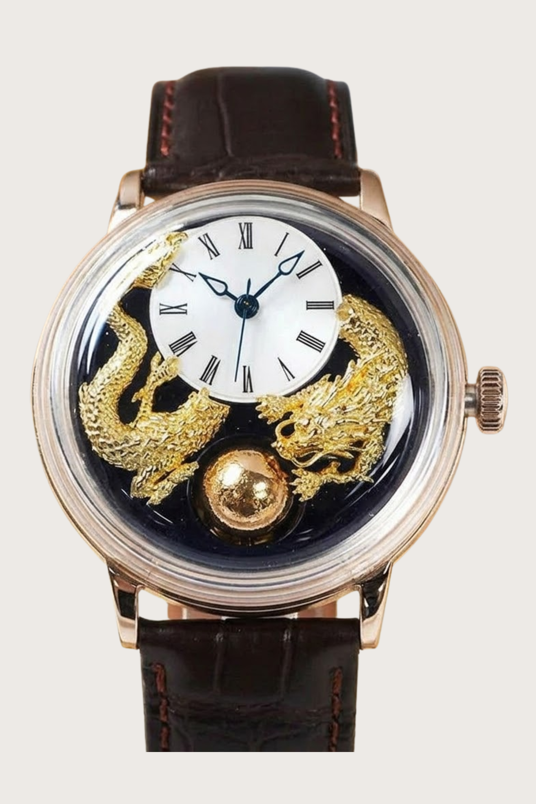 Zivanche Imperial Dragon Dome Leather Watch