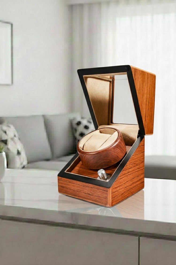 Sunset Mahogany | Brown Single Watch Winder with Transparent Display