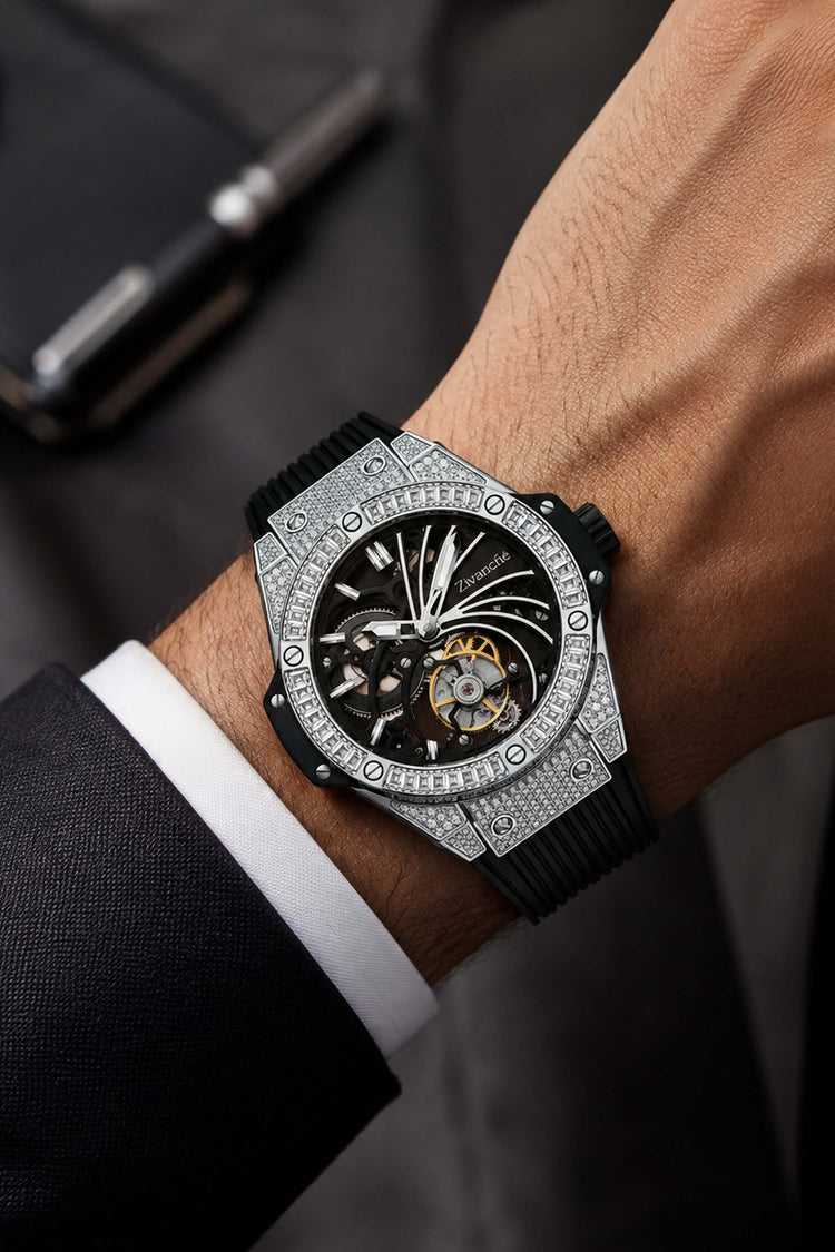 The Symphony of Night | Black Silver Tourbillon Watch