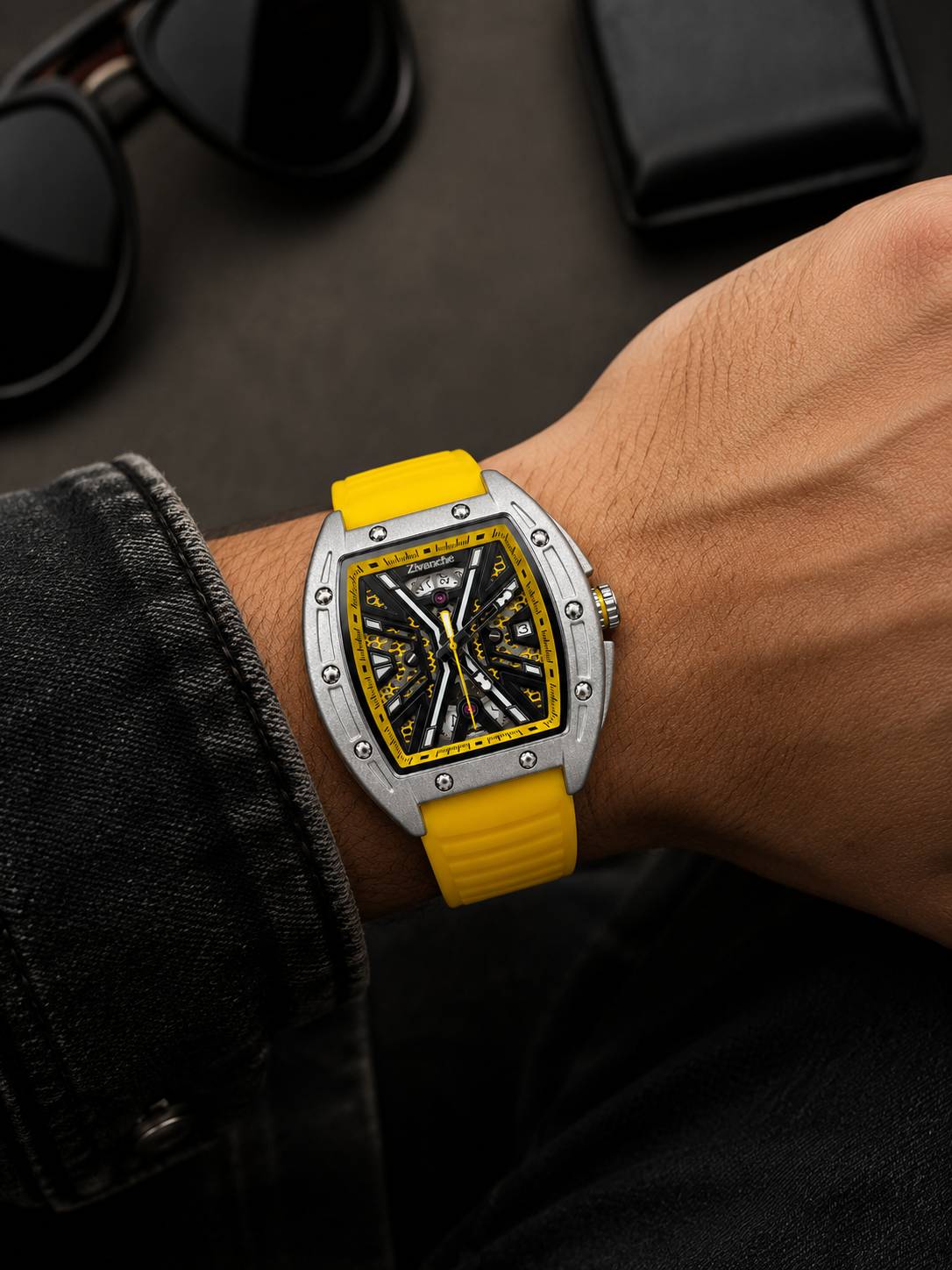 Hypervolt Silver Yellow Automatic Watch
