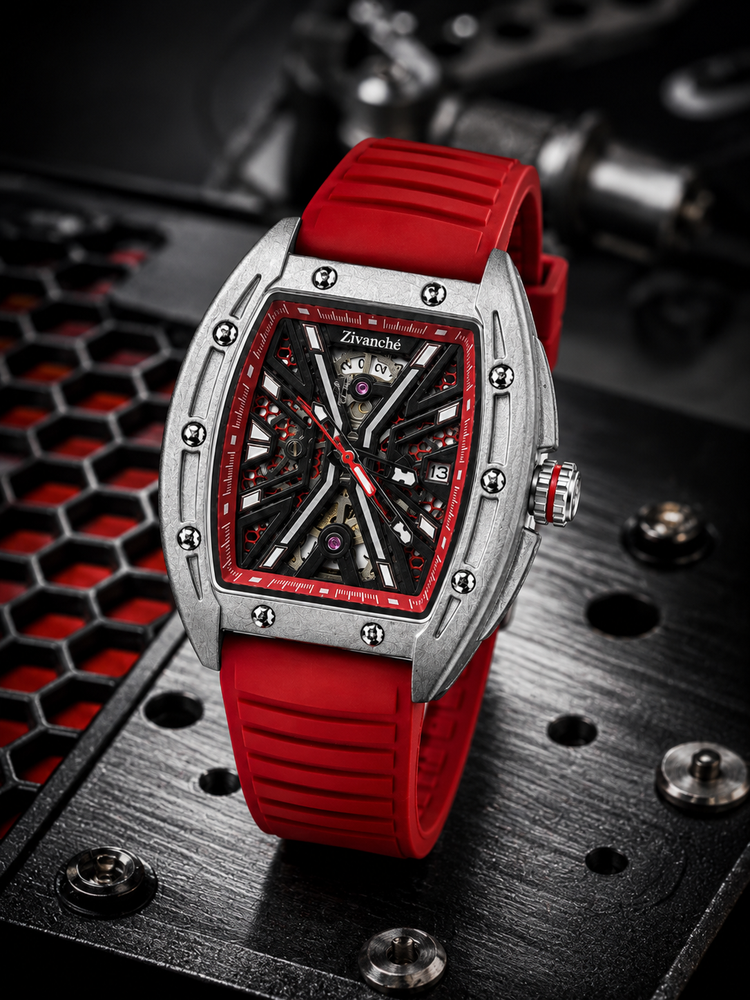 Hypervolt Silver Red Automatic Watch (44658703)