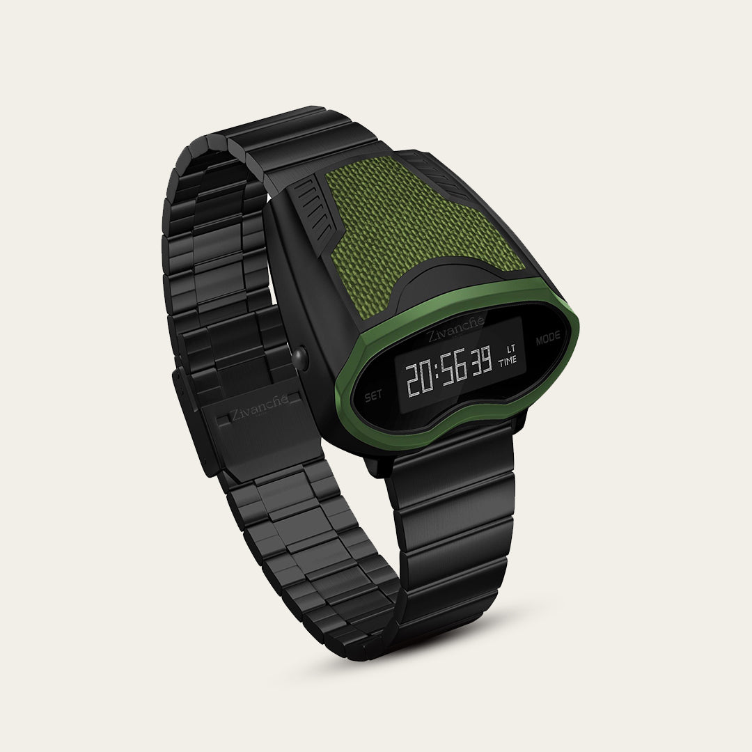 Rebscyan | Black  Fern Green Digital Watch