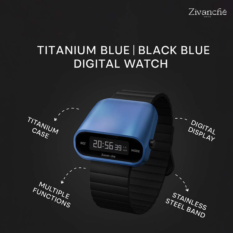 Titanium Blue | Black Blue Digital Watch