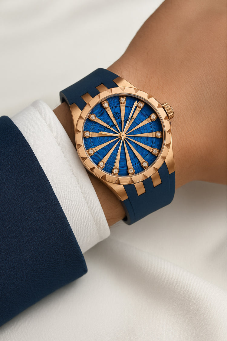 Twelve Knights | Blue Rose Gold Automatic Watch | A Mclaro Edition Watch (43014177)