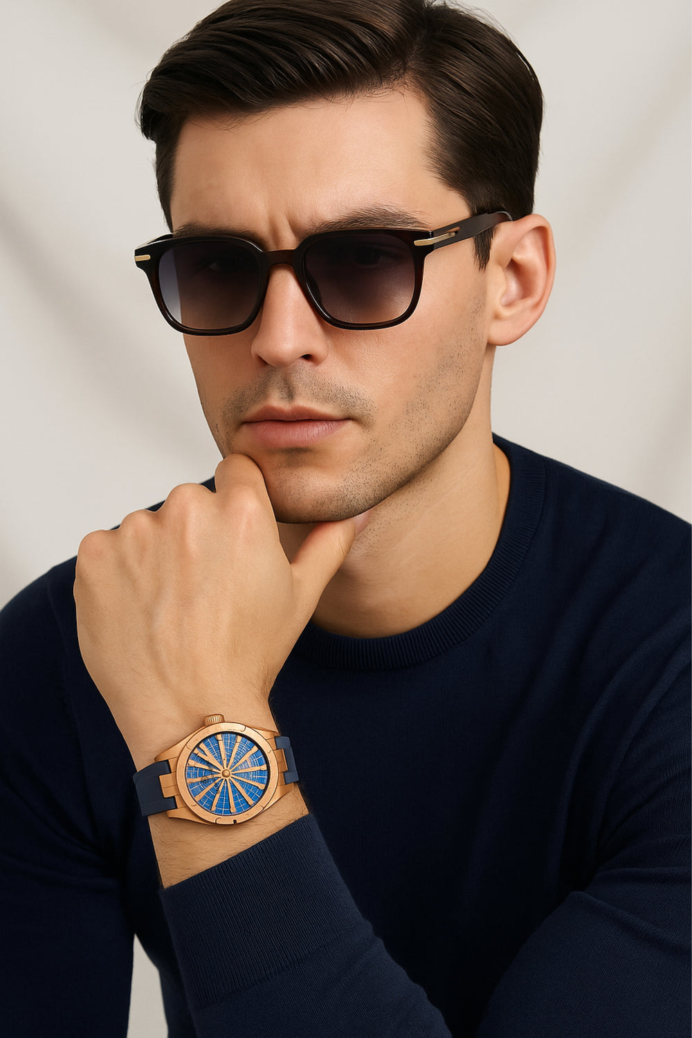 Twelve Knights | Blue Rose Gold Automatic Watch | A Mclaro Edition Watch (43014177)