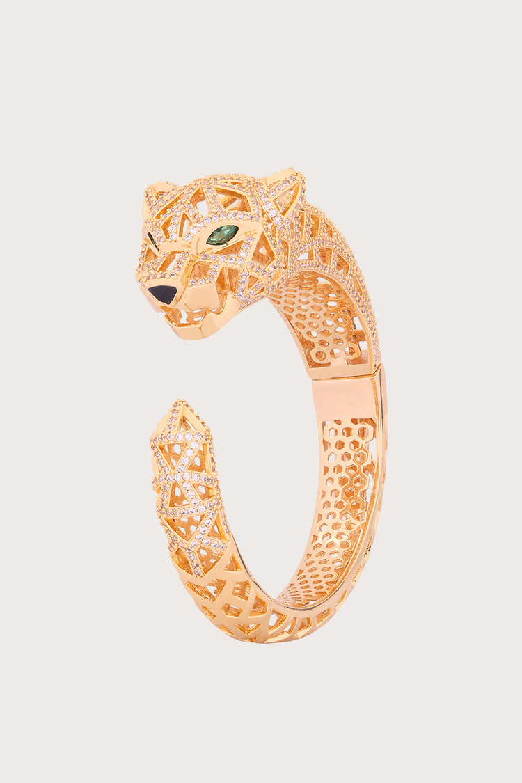 Shimmering Roar | Golden Leopard Diamond Bracelet