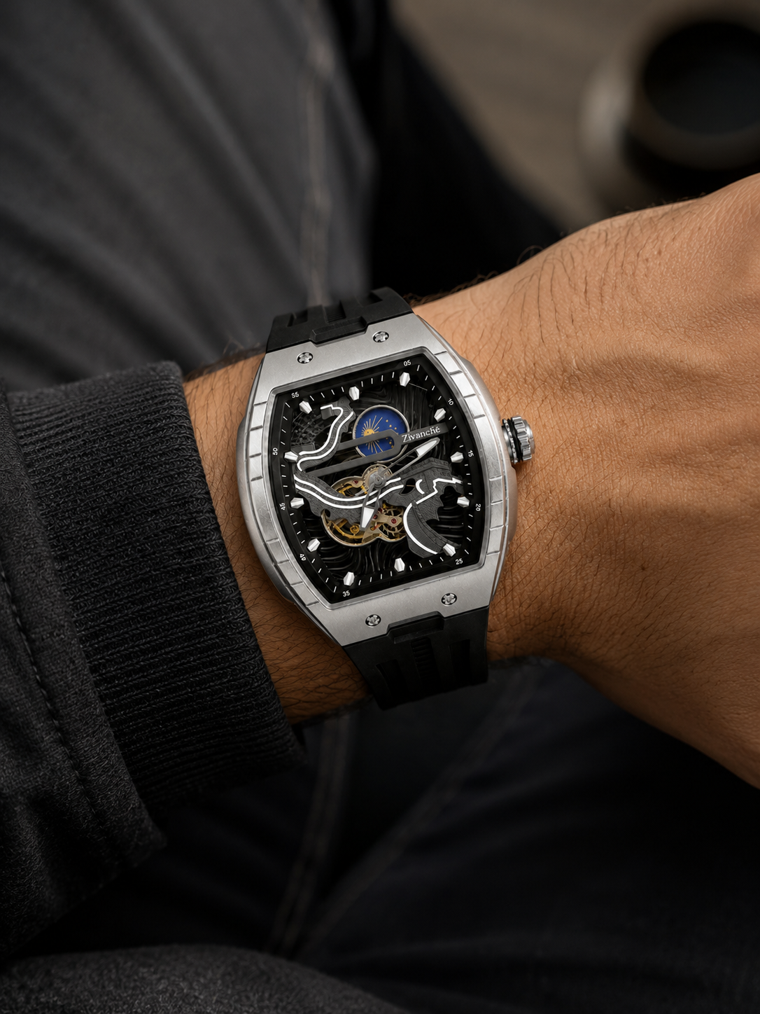 Crimson Orbit Silver Black Automatic  Watch (44658709)