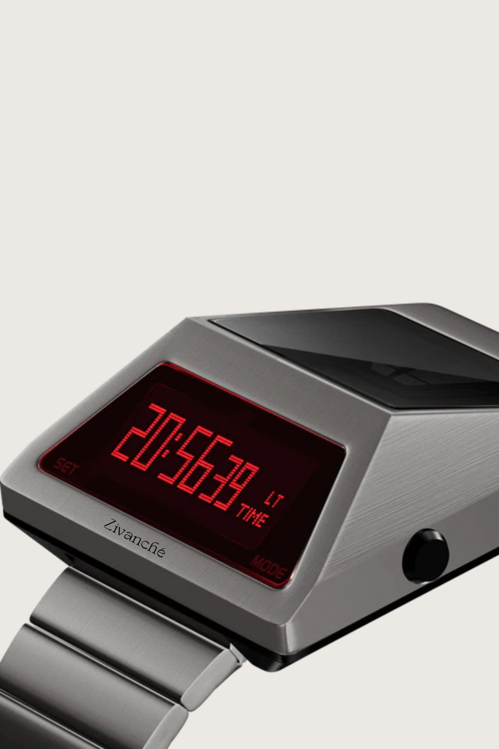 Moon Rover | Grey Metallic Red Digital watch