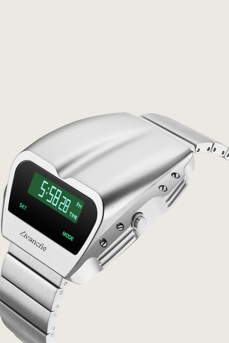 Luxe Rock | Silver Green Digital Watch