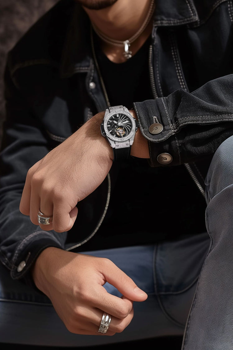 The Symphony of Night | Black Silver Tourbillon Watch