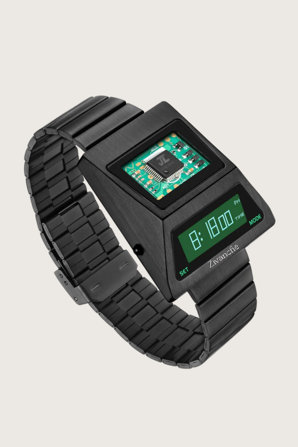 Cyber Watch | Grey Metallic Green Dial Digital Watch (44219692)