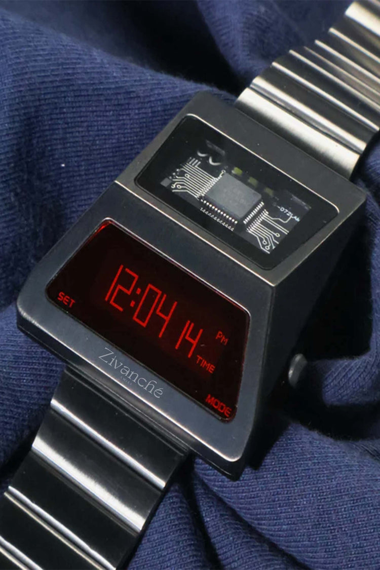 Cyber Watch | Metallic Grey Red Digital Watch (ZIVRECYMTGYDIG0065)
