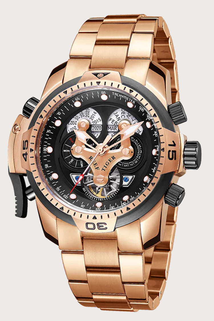 Reef Tiger | Golden Black  Mechanical Watch (44222619)
