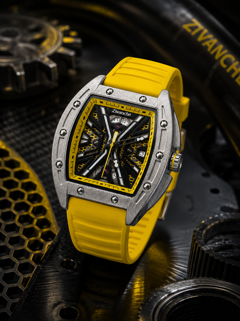 Hypervolt Silver Yellow Automatic Watch