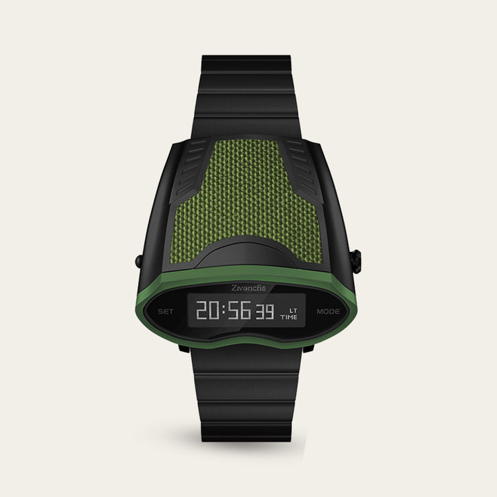 Rebscyan | Black  Fern Green Digital Watch