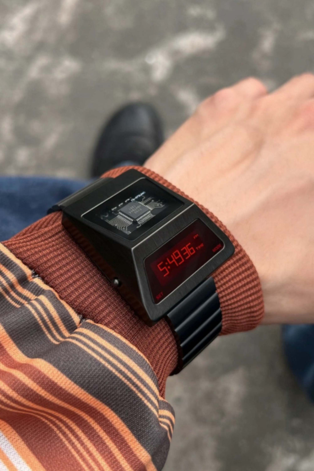 Cyber Watch | Metallic Grey Red Digital Watch (ZIVRECYMTGYDIG0065)