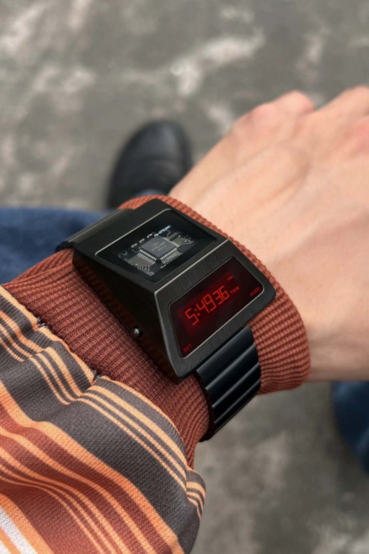 Cyber Watch | Metallic Grey Red Digital Watch (ZIVRECYMTGYDIG0065)